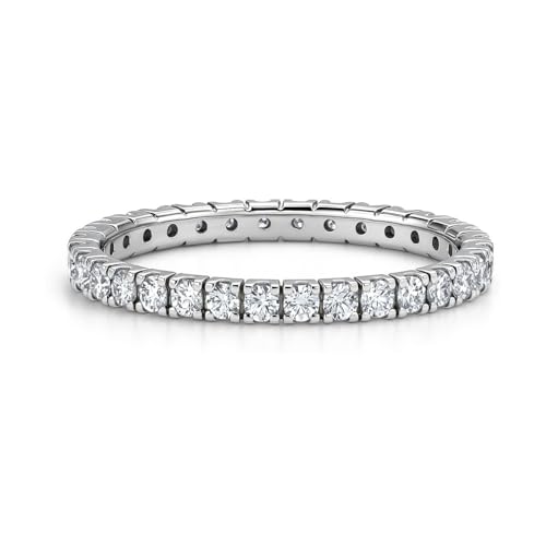 BERRICLE Sterling Silver Rings Stackable Eternity Band Ring for Women, Round Cut Cubic Zirconia CZ2