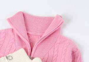 Girls Half Zipper Pullover Knit Sweater Solid Color Lapel Top Autumn and Winter Warm Fashion Trend3