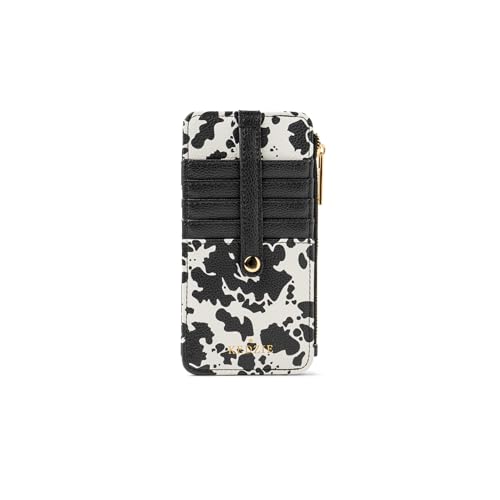 Image of KEDZIE Essentials Only Women's Zippered Wallet in Vegan Leather Small Card Holder Wallet Exterior ID Window - Deja Moo