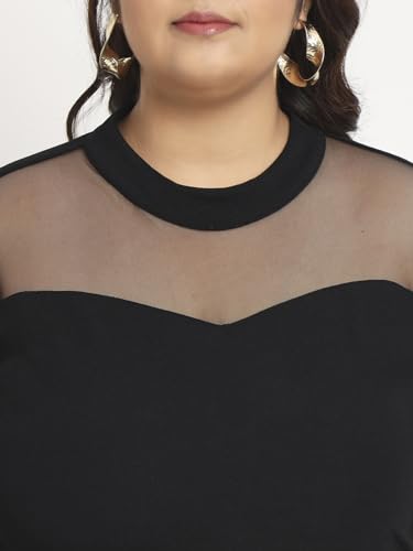 Image of wild U Women Plus Size Bodycon Dress | Stretchable Fabric | Half Sleeve | Western Stylish (Black, Size : 3XL to 8XL)