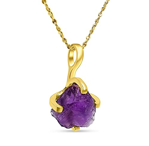 Natural raw amethyst chain pendant...