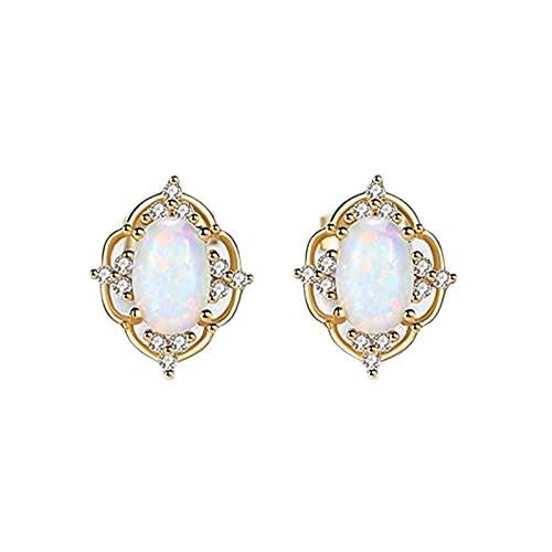 TTDGYYXW Ohrstecker aus 100% 925er-Sterlingsilber für Damen mit ovalen Opal-Edelsteinen, Party-Geschenke für Damen