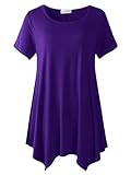 LARACE Short Sleeve Shirts for Womens Plus Size Tops Casual Summer Clothes Asymmetrical Tunic Blouses(Deep Purple 3X)