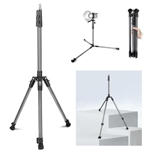 Extendable Photography Light Stand, Adjustable 6.6ft/2m Aluminum Light Tripod Stand for Trave, Reversible Portable Studio Lighting Tripod for Camera, Flash Light, Strobe Light, Webcam, Softbox