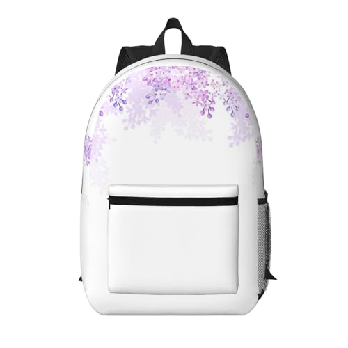 Sac à dos de voyage fleurs lilas 43 cm noir spacieux et fonctionnel pour adulte