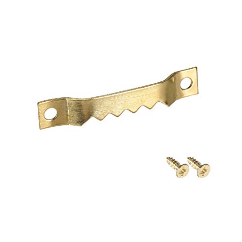 Image of uxcell Picture Hangers, 1 3 /5 Inch Double Hole with Screws for Frame Hanging, 10 Pcs (Golden)