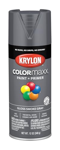 Image of Krylon K05539007 COLORmaxx Spray Paint and Primer for Indoor /Outdoor Use, Gloss Smoke Gray, 12 Ounce (Pack of 1)
