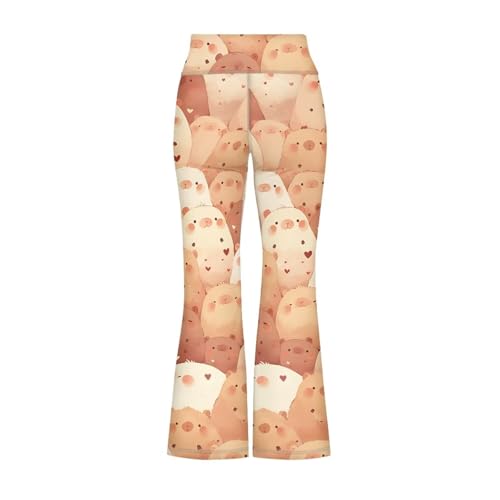 Capybara Wide Leg Bell Bottoms for Girls Yoga Flare Wide Leg Tummy Control Stretchy Pants Size 5-143