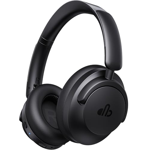 Hybrid Active Noise Cancelling Headphones, Over-Ear Bluetooth Headphone with Hi-Res Audio, 60H Playtime, Deep Bass, Transparency Mode, Foldable Comfort Ear Cups, Ideal gift for Travel Office - Black