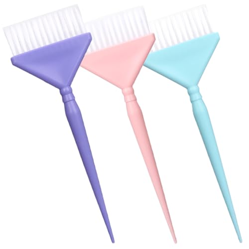 DECHOUS Lot de 3 set de Pinceaux pour Teinture Capillaire en Poils Nylon Souples Manches PP Couleurs Rose Bleu Violet Kit Professionnel pour Coloration et Mise en Valeur des Cheveux
