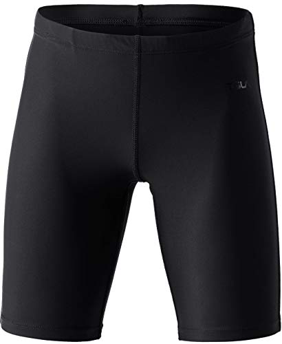 TSLA Boy s Swim Jammer, Youth Racing Competitive Swimming Shorts Trunks, UPF 50+ Sun Protection Endurance Training Swimsuit, Classic(bsj01) - Black, Medium