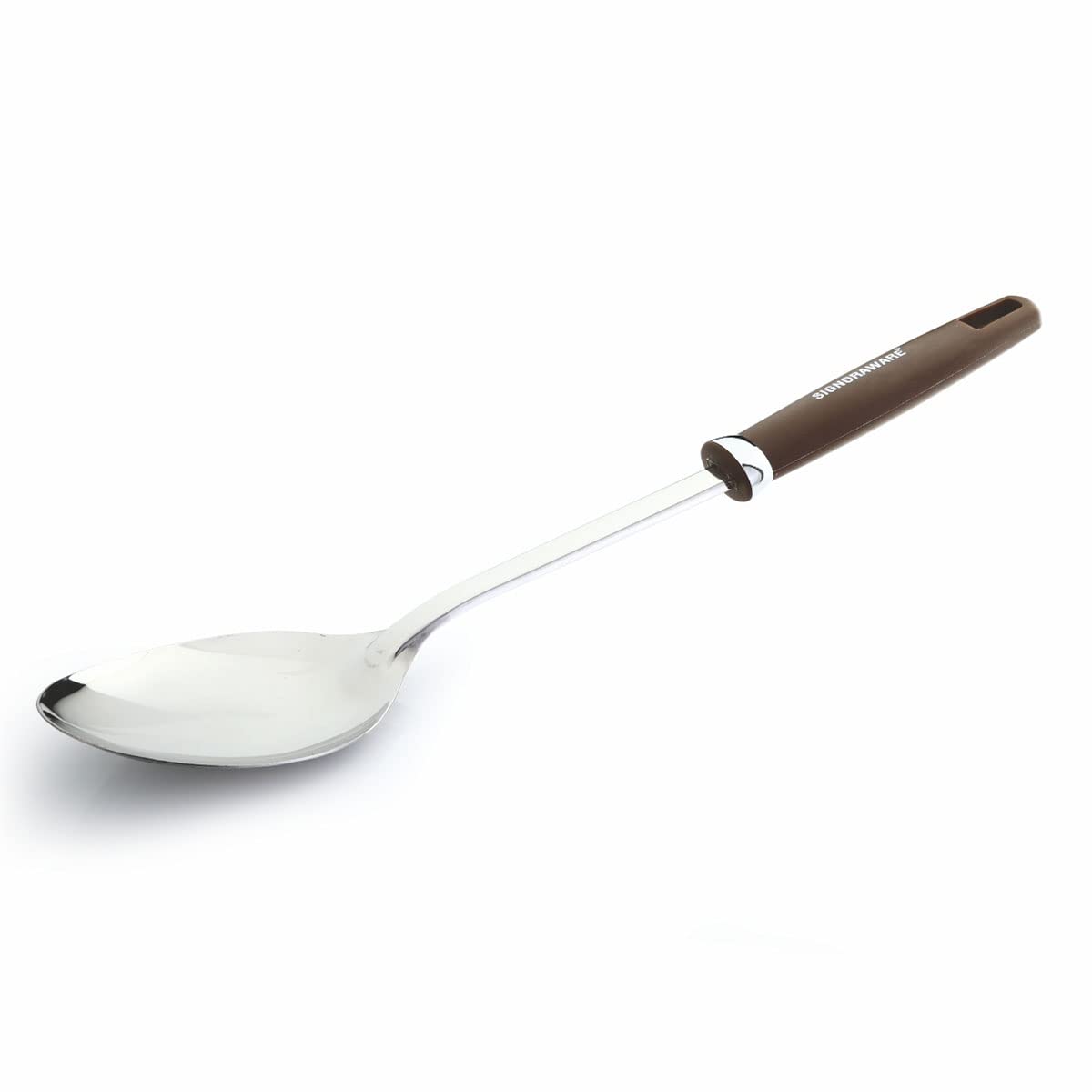 Signoraware Solid Spoon (Brown Handle) 13 inch, Set of 1, Silver
