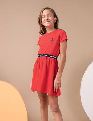 Image of U.S. Polo Assn. Kids Regular fit Cotton Short Sleeves Round Neck Dresses