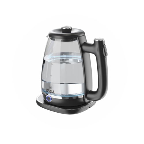 Beluga Glass Kettle by Holms & Moresby, 1.8L, Hot Water Boiler, Easy Cleaning, Auto Shut Off, Boil-Dry Protection, BPA Free, Borosilicate Glass Electric Tea Kettle, UK Brand.