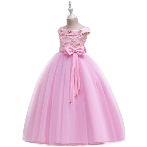Flower Girls Dress Puffy Tutu Floral Dress Off-Shoulder Princess Dress Wedding Birthday Party First Communion Gown with Bow3