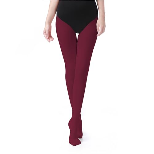 Image of UTTPLL Women's Run Resistant 80 Denier Tights Solid Color Dance Stockings Soft Semi Opaque Footed Pantyhose High Waist Tight