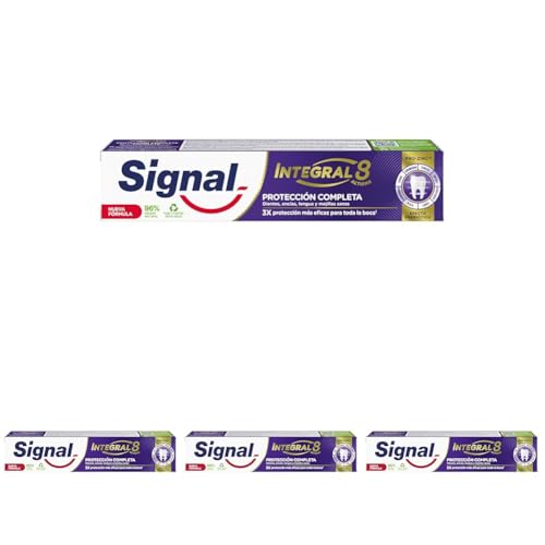 Signal Pasta de Dientes Integral 8 Protección Completa Con ingredientes de origen natural 75 ml x1 (Paquete de 4)