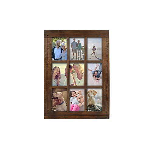 Prinz-Homestead-Distressed-Walnut-Wood-9-Opening-Collage-Picture-Frame-for-4-x-6-Photos-Wall-Hanging-Horizontal-or-Vertical-Display Prinz Homestead Distressed Walnut Wood 9 Opening Collage Picture Frame for 4 x 6 Photos Wall Hanging Horizontal or Vertical Display