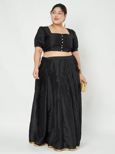 Image of studio rasa Women's Plus Size Silk Blend Button Down Crop Top for Wedding Festive Party