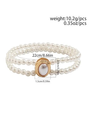 Image of Dainty Pearl Anklet Bracelet Boho Pearl Layered Anklets | Waterproof Trendy Retro Pearl Ankle Bracelet Delicate Chain Anklets Summer Beach Wedding Beaded Anklet Foot Jewelry for Women