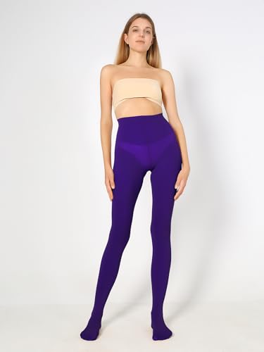 Image of Women's 80 Denier Semi Opaque Tights High Waist Soft Solid Color Footed Pantyhose