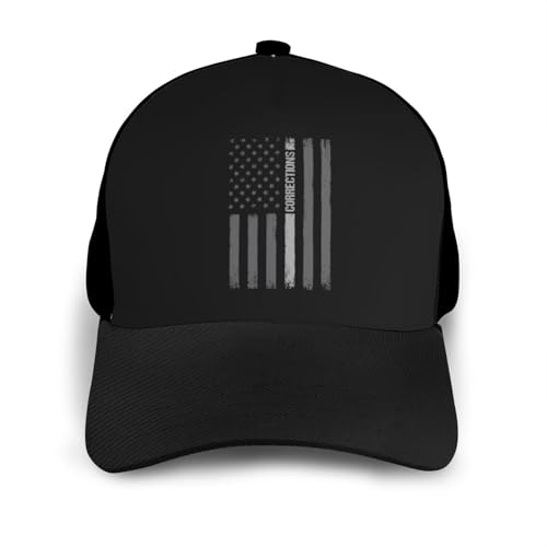 Correctional Officer Thin Silver Line Unisex Classic Adjustable Curved Brim Baseball Cap, Trucker Hat3
