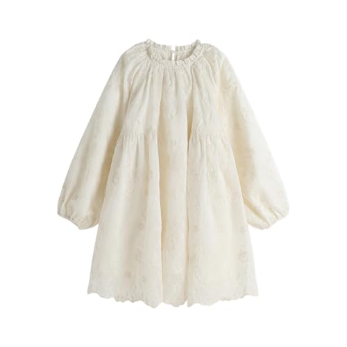 Girl's Casual Dress Summer Scoop Neck Long Sleeve Sundress for Kids