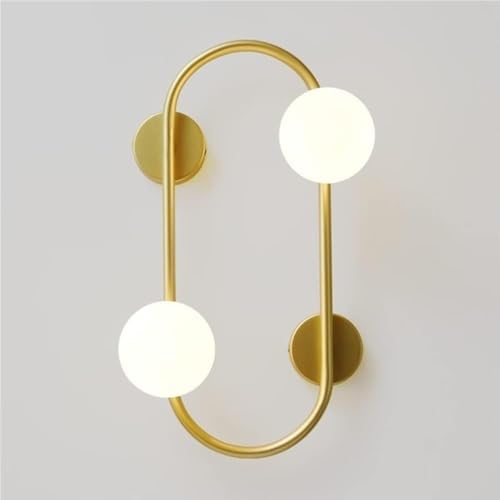 Applique murale dorée design salon et salle de bain avec globe verre blanc 3000K - 2