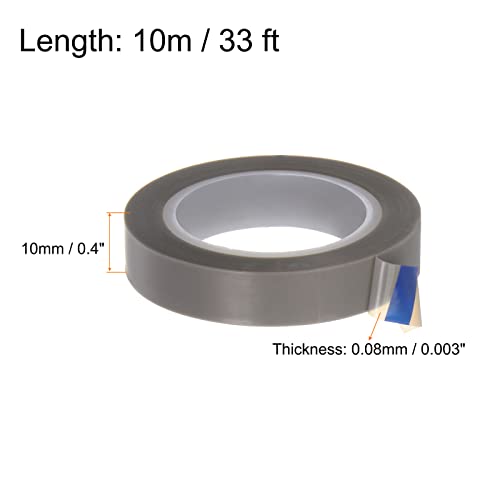 Image of HARFINGTON PTFE Film Tape Roll, 0.4 inch x 33 ft High Temperature Tape 0.08mm Thickness with Single Side Adhesive for Vacuum Sealer Machine, Hand Impulse Sealers, Gray