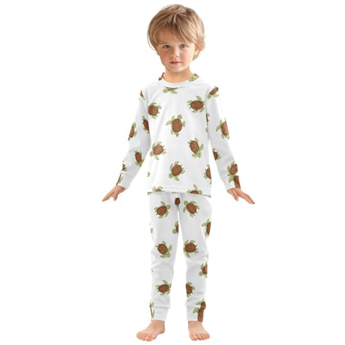 Pajama Sets Long Sleeve Turtle Pattern Print Design_1 Soft Comfy Sleepwear 2 Piece PJS 3-8T2