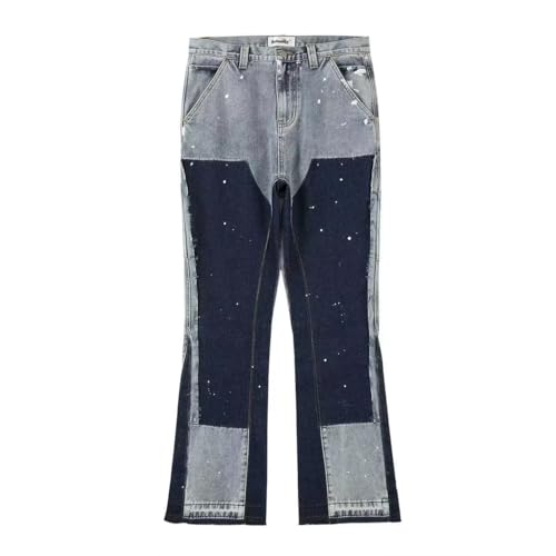 Color Match Ink Painted Baggy Jeans for Men Y2k Straight Denim Cargo Pants