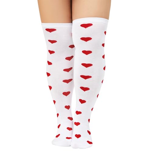 Image of Zando Women Plus Size Thigh High Stockings Over the Knee Thin Tube Socks Long Sport Tights Casual Striped Leg Warmers