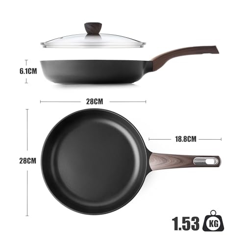 SENSARTE Antihaft Bratpfanne mit Deckel 28cm Antihaft-Eierpfanne Schwarz – Ansicht 3