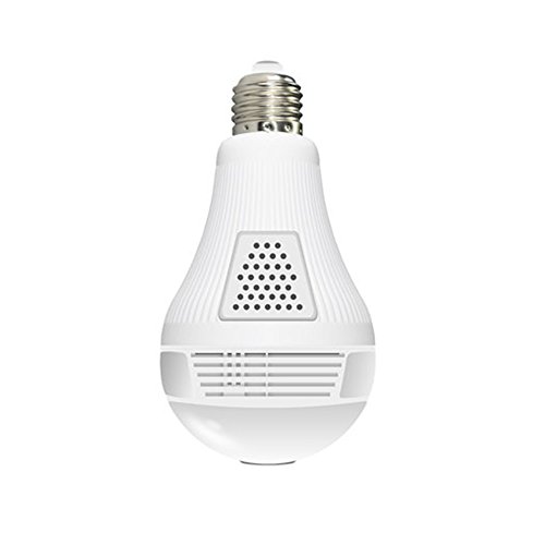 Caméra IP, LED ampoule caméra,1080P Fisheye caméra panoramique, connexion Wi-Fi sans fil P2P, surveillance en temps réel et interphone, détection de mouvement, système de sécurité domestique.