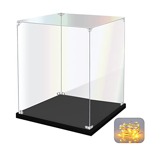 KOLIPI Acrylic Display Case for Collectibles Assemble Clear Acrylic Display Box for Lego Alternative Glass Case for Showcasing Figures Doll Toys Home Storage(6x6x8 inch, 15x15x20 cm)