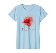 Always Remember Red Poppy Memorial Design. Ideal gift for men, women & children, boy or girl, in remembrance & to honour the fallen who gave their lives in battle. Wear for Memorial Day, Veterans Day, Armistice Day & in support of the Royal British L...