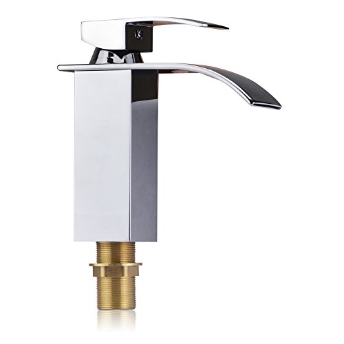 Tanburo - Grifo de lavabo contemporáneo con un solo mango rectangular extra grande y acabado cromado