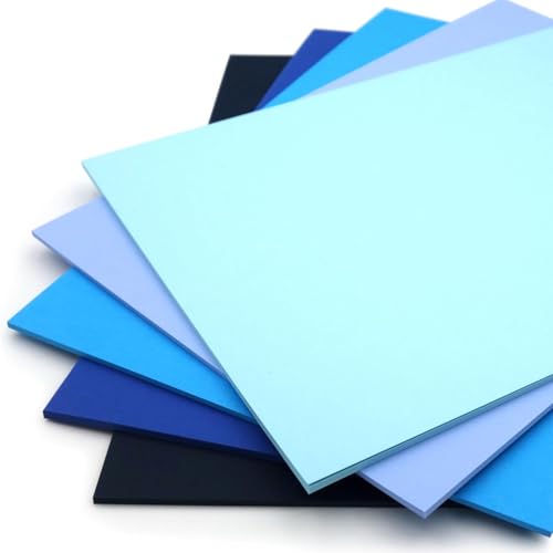 Hawksbill Lot de 60 feuilles de papier cartonné bleu A4 220 g/m² 5 nuances de bleu de qualité supérieure pour loisirs créatifs, scrapbooking et machines...