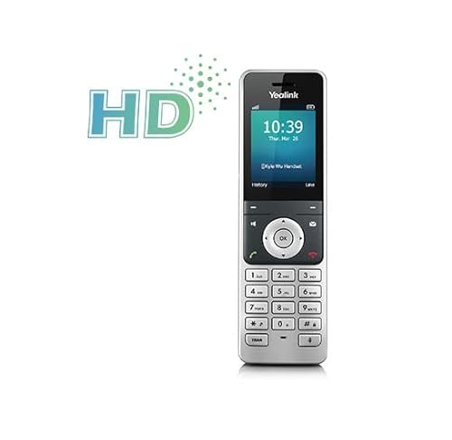 Yealink W56H IP-DECT zestaw słuchawkowy telefon z kolorowym wyświetlaczem (kolorowy ekran TFT 2,4 cala), stacja bazowa z portem Ethernet, srebrny/czarny