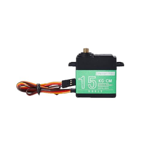 15KG RC Servo Motor Steering Servo Metal Gear Waterproof with 25T Servo Horn for RC Car Truck Boat Helicopter Model Parts, Control Angle 180° (Green-15kg)