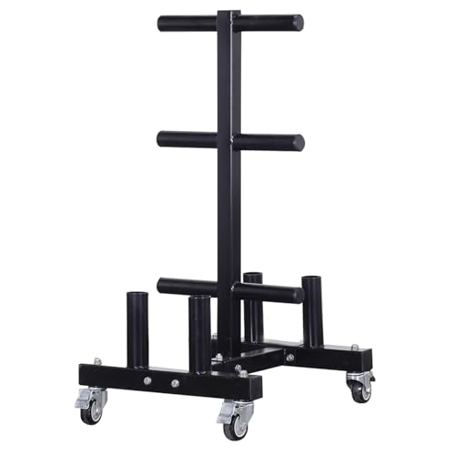 YXXSDP Olympic/Bumper Weight Rack Tree for Plate, Professional Barbell Storage Organizer/Workout & Lifting Equipment, with Rolling Wheels, Holds Up to 1102lbs Lbs
