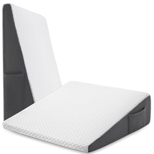 Cozymaker 7.5" Bed Wedge Pillow for Sleeping After Surgery, Back Support, Leg Elevation, Gerd Acid Reflux, Neck Pain, Snoring, Cooling Memory Foam Triangle Incline Wedge, Removable Washable Cover