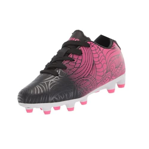 Vizari Kids Soccer Cleats for Boys Girls | Youth Firm Ground FG Athletic Outdoor Football Shoes for Toddlers, Little/Big Kid Black/Pink