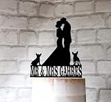 Wedding Cake Topper with 2 French Bulldogs, Customize Your Own Anniversary Birthday Wedding Party Supplies Cake Topper.