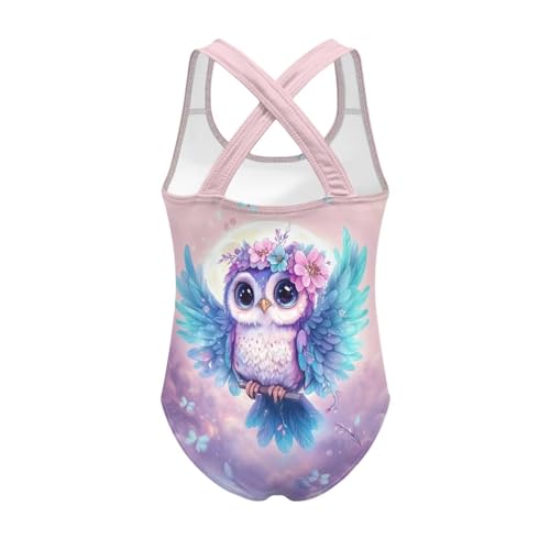 Image of WELLFLYHOM Girls Bathing Suits One Piece 5-14 Kids Full Coverage Swimsuits Cross Back Summer Swimwear for Beach Holiday