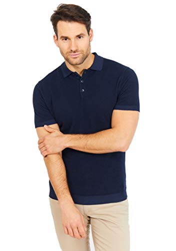 Jack Stuart - Polo Hombre Clásico de Manga Corta, Azul (Navy), M