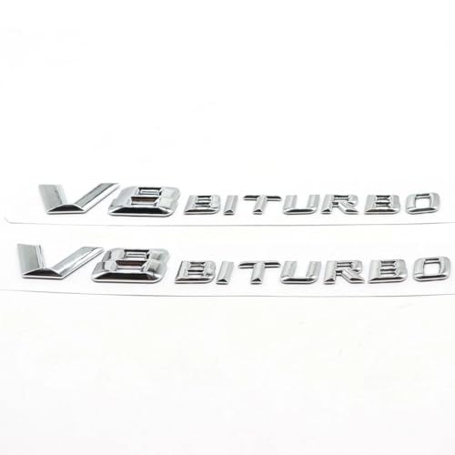 Image of 2PCS 2017+ V8 Biturbo Left & Right Side Decal Badge Sticker Emblem (Silver)