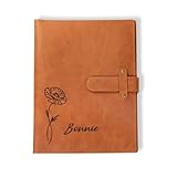 ipetlive Personalized Birth Flower Name Leather Sketchbook Cover With Pencil Case Custom Artist Sketch Pad Case For Less 5.5' x 8.5' Traveler's Sketchbook Gifts For Teacher Student Son Daughter