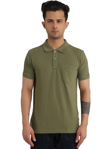 Image of Rupa Bumchums Men Super Combed Cotton Solid Half Sleeve Club Collar Polo Regular Fit T-Shirt with Chest Pocket