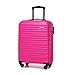 Price comparison product image WITTCHEN Travel Suitcase Carry-On Cabin Luggage Hardshell Made of ABS with 4 Spinner Wheels Combination Lock Telescopic Handle Groove Line Size Cabin Suitcase Pink